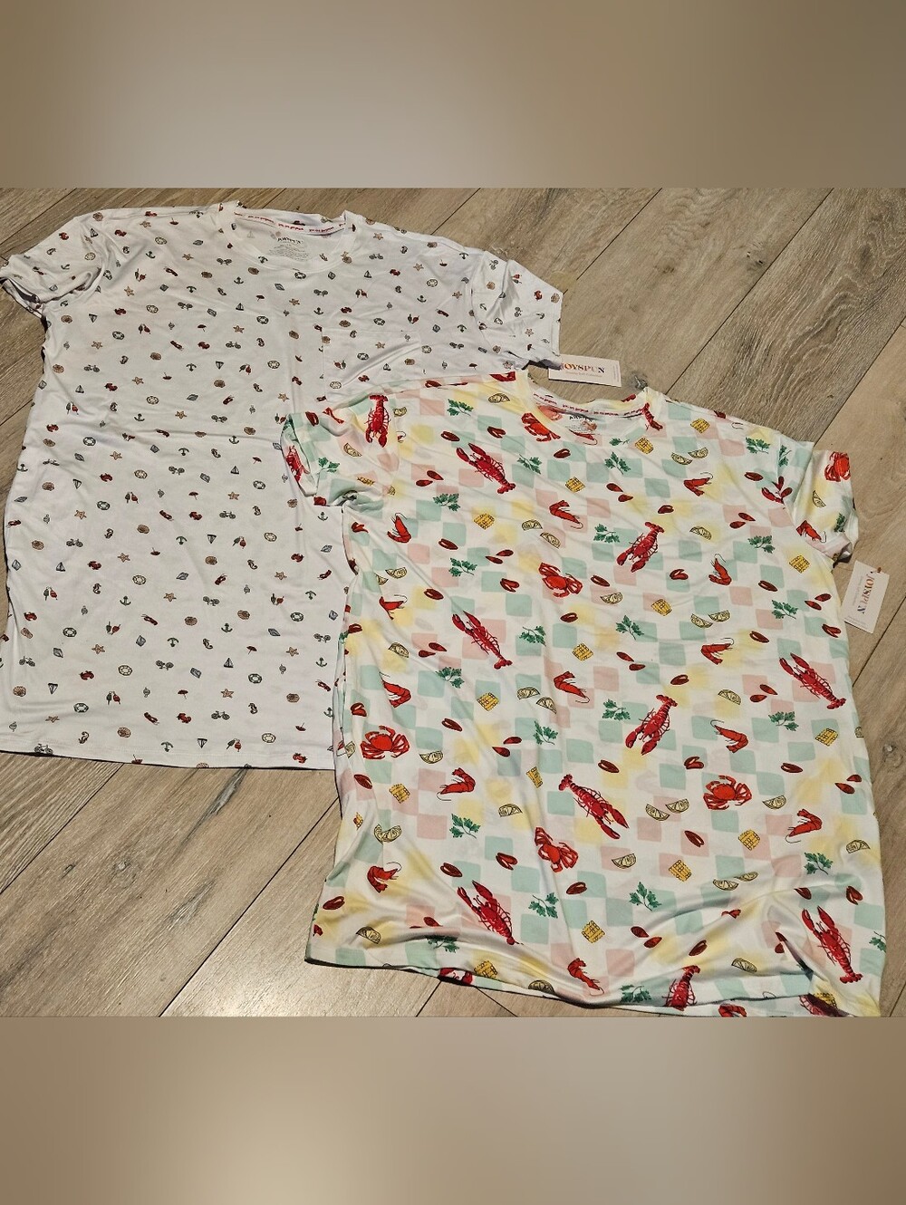 NWT Joyspun Women’s L/XL Sleepshirt Lot of 2 Nautical & Seafood Print Nightgowns